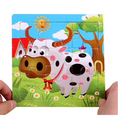 EVERY FAMILY - 24 Styles Wooden Kids Jigsaw Puzzles Toys With Animals The Cow